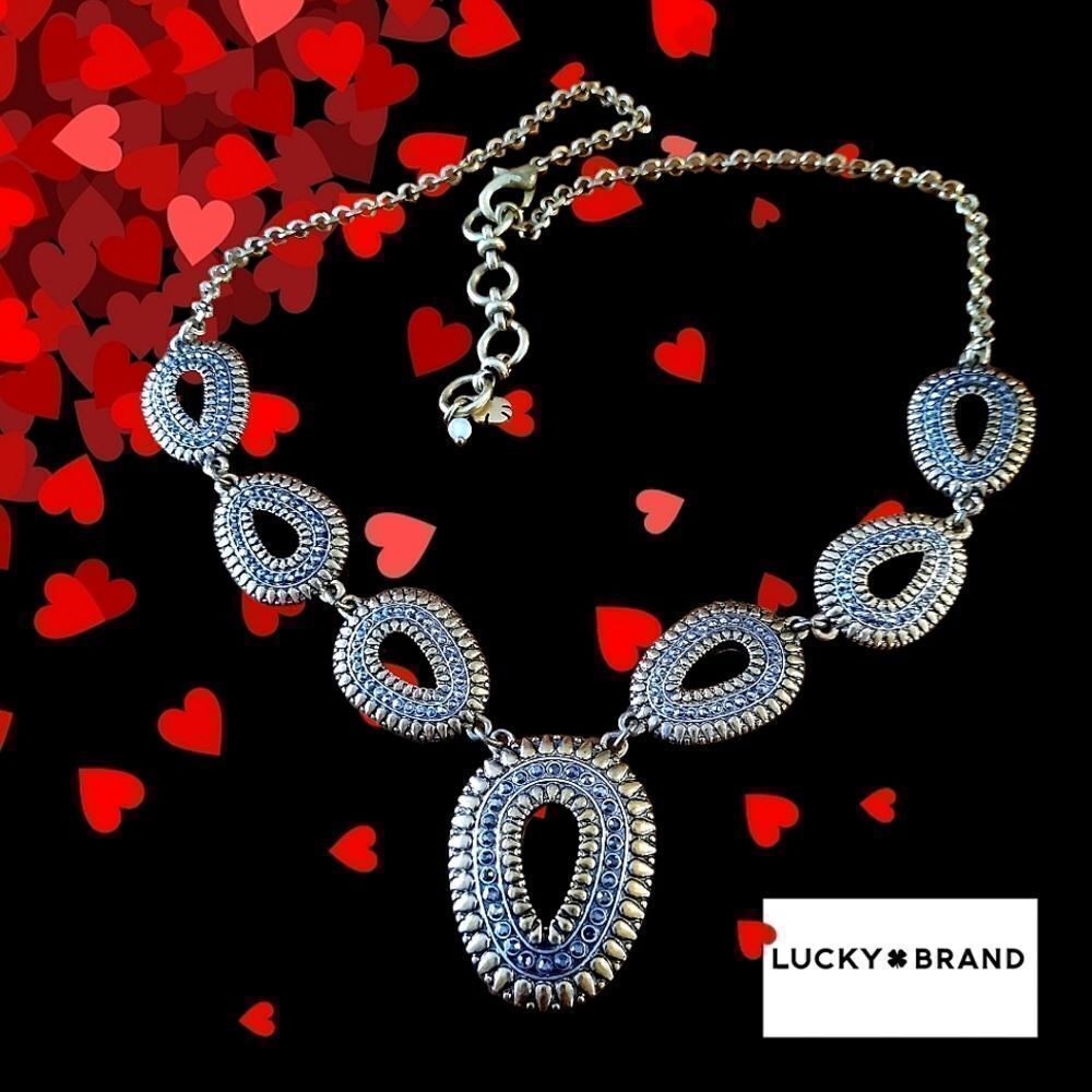 LUCKY BRAND Burnished Gold And Crystal Necklace STATEMENT MAKING